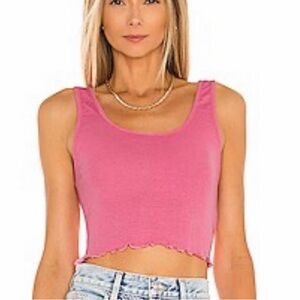 Alice and Olivia Kori ribbed cropped tank top